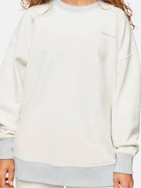 Outdoor Voices Cream Crewneck Sweatshirt with Light Gray Trim